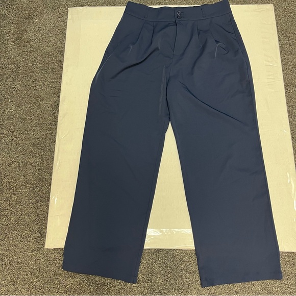 HALARA Navy Wide-Leg High-Waist Pants - Picture 3 of 10